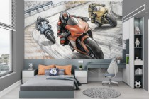 Fototapeta- wyścig motocyklowy | Komiksowa Grafika z motocyklami | Pokój Chłopca, nastolatka 64197 Naklejkomania - zdjecie 2 - miniatura