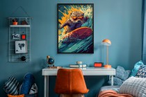 Młodzieżowy Plakat z wydrą na desce surfingowej | Komiksowy styl pop-art | Humorystyczna dekoracja ścienna 94199 Naklejkomania - zdjecie 5 - miniatura