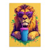 Zabawny plakat z lwem w okularach | Śmieszny obraz do pokoju nastolatka | Kolorowa dekoracja pop-art 94203 Naklejkomania - zdjecie 7 - miniatura