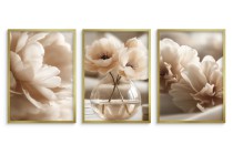Beżowe Plakaty z Kwiatami w Stylu Glamour | Elegancka Dekoracja Ścienna do Salonu, Sypialni | Kremowe Obrazy KP81990 Naklejkomania - zdjecie 3 - miniatura
