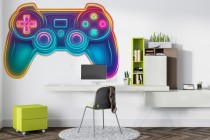 Kolorowa Naklejka na ścianę do pokoju chłopca- Neonowy Pad, Kontroler | Dekoracja dla nastolatka, gracza T66755 Naklejkomania - zdjecie 3 - miniatura
