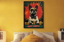 Śmieszny Plakat z Psem Grającym w Pokera | Buldog Francuski w Okularach | Młodzieżowy Obraz na ścianę 94211 Naklejkomania - zdjecie 6 - miniatura