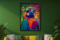 Nowoczesny Plakat młodzieżowy- Kolorowa Papuga w komiksowym stylu | Zabawny Obraz do pokoju nastolatka 94205 Naklejkomania - zdjecie 5 - miniatura