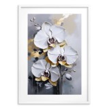 Plakat z Białą Orchideą – Elegancka Dekoracja Ścienna do Salonu i Sypialni | Motyw Kwiatowy w stylu Glamour 82011 Naklejkomania - zdjecie 4 - miniatura