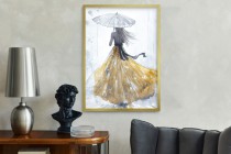 Elegancki plakat z kobietą w złotej sukni | Romantyczna ozdoba do salonu lub sypialni | Dekoracja glamour 82015 Naklejkomania - zdjecie 6 - miniatura