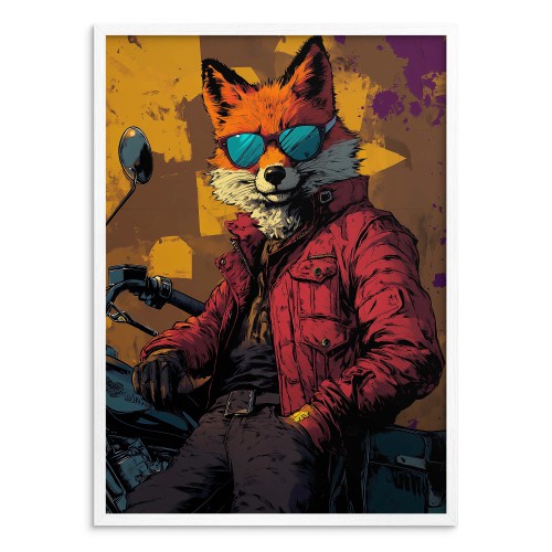 Zabawny Plakat z Lisem w Okularach | Kolorowy Obraz do Pokoju Młodzieżowego | Śmieszna Dekoracja pop-art 94200 - zdjęcie 4