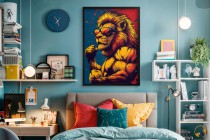 Kolorowy plakat z lwem w stylu pop-art | Nowoczesna dekoracja pokoju młodzieżowego 94198 Naklejkomania - zdjecie 7 - miniatura