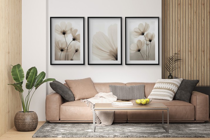 Zestaw minimalistycznych plakatów z kwiatami | Eleganckie obrazy na ścianę KP81995 - zdjęcie 5