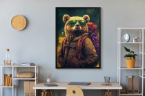 Oryginalny plakat: Niedźwiedź Turysta | Śmieszna, nowoczesna grafika z misiem w okularach 94209 Naklejkomania - zdjecie 6 - miniatura