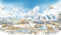 Fototapeta z Dinozaurami dla Dzieci | Kolorowy Obraz Prehistorycznego Świata | Dekoracja do Pokoju Malucha 82038 Naklejkomania - zdjecie 4 - miniatura