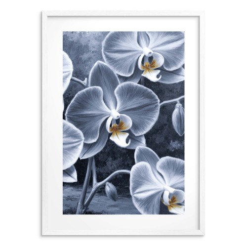 Plakat ze storczykiem w chłodnych barwach | Elegancka dekoracja ścienna z fioletową orchideą 82016 - zdjęcie 4
