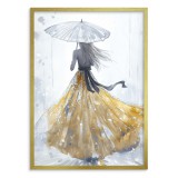 Elegancki plakat z kobietą w złotej sukni | Romantyczna ozdoba do salonu lub sypialni | Dekoracja glamour 82015 Naklejkomania - zdjecie 1 - miniatura