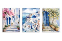 Dekoracyjne Plakaty Santorini- Greckie uliczki | Styl śródziemnomorski do salonu, kuchni KP390 Naklejkomania - zdjecie 8 - miniatura