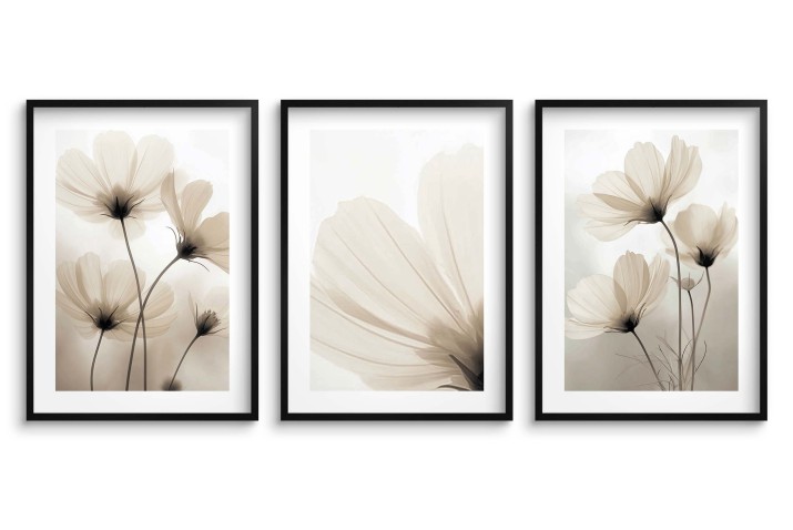 Zestaw minimalistycznych plakatów z kwiatami | Eleganckie obrazy na ścianę KP81995 - zdjęcie 7