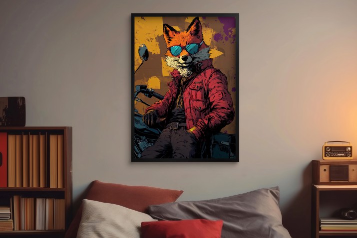 Zabawny Plakat z Lisem w Okularach | Kolorowy Obraz do Pokoju Młodzieżowego | Śmieszna Dekoracja pop-art 94200 - zdjęcie 5