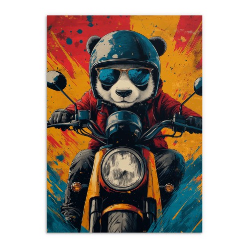 Kolorowy plakat – Panda na skuterze | Zabawna dekoracja ścienna do pokoju nastolatka | Oryginalny obraz na ścianę 94210 - zdjęcie 7