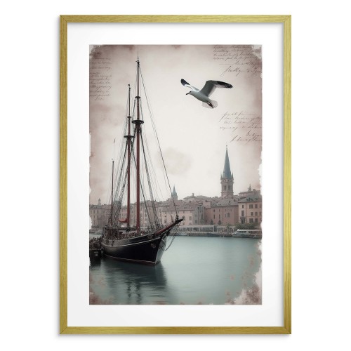 Plakat na ścianę- stara fotografia żaglówki w porcie | Retro Dekoracja Ścienna do Salonu i Biura 82008 - zdjęcie 4