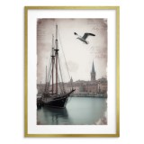 Plakat na ścianę- stara fotografia żaglówki w porcie | Retro Dekoracja Ścienna do Salonu i Biura 82008 Naklejkomania - zdjecie 4 - miniatura