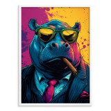 Humorystyczny Plakat Pop-Art: Hipopotam z cygarem | Kolorowy obraz do pokoju nastolatka 94206 Naklejkomania - zdjecie 3 - miniatura