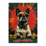 Śmieszny Plakat z Psem Grającym w Pokera | Buldog Francuski w Okularach | Młodzieżowy Obraz na ścianę 94211 Naklejkomania - zdjecie 7 - miniatura