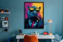 Humorystyczny Plakat Pop-Art: Hipopotam z cygarem | Kolorowy obraz do pokoju nastolatka 94206 Naklejkomania - zdjecie 2 - miniatura