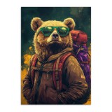 Oryginalny plakat: Niedźwiedź Turysta | Śmieszna, nowoczesna grafika z misiem w okularach 94209 Naklejkomania - zdjecie 7 - miniatura