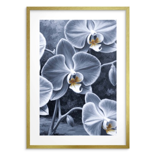 Plakat ze storczykiem w chłodnych barwach | Elegancka dekoracja ścienna z fioletową orchideą 82016 Naklejkomania - zdjecie 1