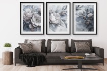 Plakaty kwiatowe w stylu akwareli | Nowoczesna dekoracja ścienna do salonu i sypialni | Tryptyk w pastelowych odcieniach KP82004 Naklejkomania - zdjecie 2 - miniatura