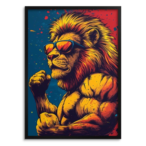 Kolorowy plakat z lwem w stylu pop-art | Nowoczesna dekoracja pokoju młodzieżowego 94198 Naklejkomania - zdjecie 1