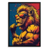 Kolorowy plakat z lwem w stylu pop-art | Nowoczesna dekoracja pokoju młodzieżowego 94198 Naklejkomania - zdjecie 1 - miniatura