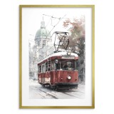 Plakat Czerwony Tramwaj Retro- ilustracja w stylu akwareli | Miejski pejzaż 82006 Naklejkomania - zdjecie 3 - miniatura
