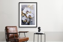 Plakat z Białą Orchideą – Elegancka Dekoracja Ścienna do Salonu i Sypialni | Motyw Kwiatowy w stylu Glamour 82011 Naklejkomania - zdjecie 5 - miniatura