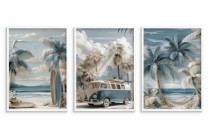 Plakaty na ścianę- plaża | Tryptyk z Palmami i Vanem | Wakacje w stylu retro KP81998 Naklejkomania - zdjecie 8 - miniatura