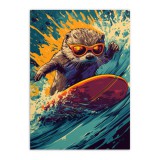 Młodzieżowy Plakat z wydrą na desce surfingowej | Komiksowy styl pop-art | Humorystyczna dekoracja ścienna 94199 Naklejkomania - zdjecie 7 - miniatura