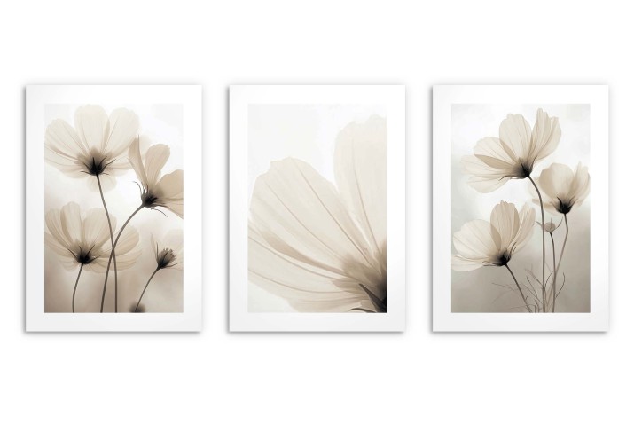 Zestaw minimalistycznych plakatów z kwiatami | Eleganckie obrazy na ścianę KP81995 - zdjęcie 8