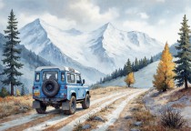 Fototapeta dla chłopca z niebieską terenówką w Górach | Przygoda Off-Road- dekoracja do Pokoju Dziecka 82072 Naklejkomania - zdjecie 4 - miniatura