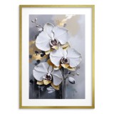 Plakat z Białą Orchideą – Elegancka Dekoracja Ścienna do Salonu i Sypialni | Motyw Kwiatowy w stylu Glamour 82011 Naklejkomania - zdjecie 1 - miniatura