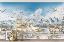 Fototapeta z Dinozaurami dla Dzieci | Kolorowy Obraz Prehistorycznego Świata | Dekoracja do Pokoju Malucha 82038 Naklejkomania - zdjecie 3 - miniatura