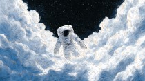 Fototapeta z Astronautą w Chmurach | Rysunkowa Dekoracja ścienna | Kosmiczna Tapeta do Pokoju Dziecka 82029 Naklejkomania - zdjecie 4 - miniatura