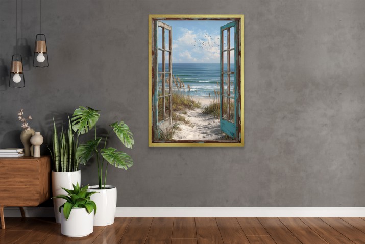 Plakat z Widokiem na Plażę, Ocean | Dekoracja ścienna do sypialni w stylu vintage, boho 82003 - zdjęcie 7