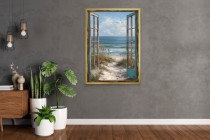 Plakat z Widokiem na Plażę, Ocean | Dekoracja ścienna do sypialni w stylu vintage, boho 82003 Naklejkomania - zdjecie 7 - miniatura