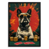 Śmieszny Plakat z Psem Grającym w Pokera | Buldog Francuski w Okularach | Młodzieżowy Obraz na ścianę 94211 Naklejkomania - zdjecie 4 - miniatura
