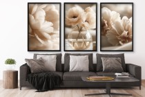 Beżowe Plakaty z Kwiatami w Stylu Glamour | Elegancka Dekoracja Ścienna do Salonu, Sypialni | Kremowe Obrazy KP81990 Naklejkomania - zdjecie 6 - miniatura