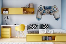 Akwarelowa Naklejka Ścienna – Pastelowy Gamepad do Pokoju chłopca, nastolatka T66756 Naklejkomania - zdjecie 3 - miniatura