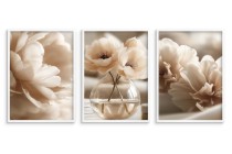 Beżowe Plakaty z Kwiatami w Stylu Glamour | Elegancka Dekoracja Ścienna do Salonu, Sypialni | Kremowe Obrazy KP81990 Naklejkomania - zdjecie 4 - miniatura
