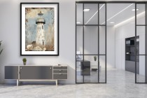 Plakat z Latarnia Morską i Muszlami | Marynistyczna Dekoracja Ścienna w Stylu Vintage | Rustykalny Obraz do Salonu, Przedpokoju 82009 Naklejkomania - zdjecie 2 - miniatura