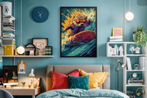 Młodzieżowy Plakat z wydrą na desce surfingowej | Komiksowy styl pop-art | Humorystyczna dekoracja ścienna 94199 Naklejkomania - zdjecie 6 - miniatura
