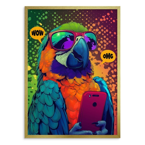 Nowoczesny Plakat młodzieżowy- Kolorowa Papuga w komiksowym stylu | Zabawny Obraz do pokoju nastolatka 94205 - zdjęcie 4