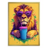 Zabawny plakat z lwem w okularach | Śmieszny obraz do pokoju nastolatka | Kolorowa dekoracja pop-art 94203 Naklejkomania - zdjecie 4 - miniatura
