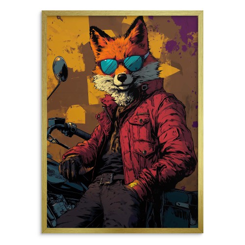 Zabawny Plakat z Lisem w Okularach | Kolorowy Obraz do Pokoju Młodzieżowego | Śmieszna Dekoracja pop-art 94200 - zdjęcie 3